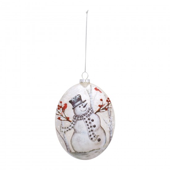 Snowman Disc Ornament (Set Of 6) 5"D Glass