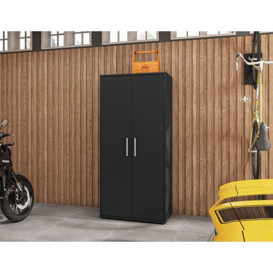 Eiffel 73.43" Garage Cabinet with 4 Adjustable Shelves in Black Matte
