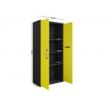 Eiffel 73.43" Garage Cabinet with 4 Adjustable Shelves in Yellow Gloss