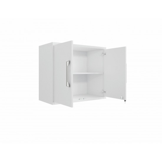 Eiffel Floating Garage Storage Cabinet with Lock and Key in White Gloss