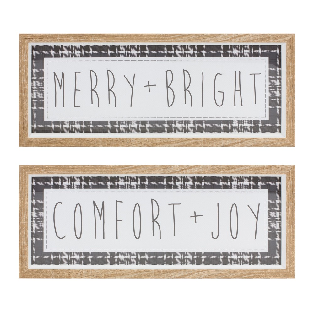 Comfort + Joy And Merry + Bright Frame (Set Of 2) 14.75"L x 6.5"H Mdf/Plastic