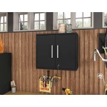 Eiffel Floating Garage Storage Cabinet with Lock and Key in Black Matte