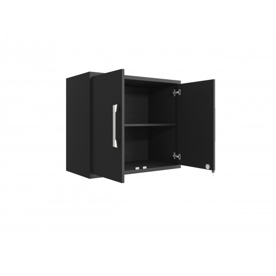 Eiffel Floating Garage Storage Cabinet with Lock and Key in Black Matte