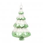 Tree Ornament (Set Of 6) 5"H, 5.75"H Glass, Green, White