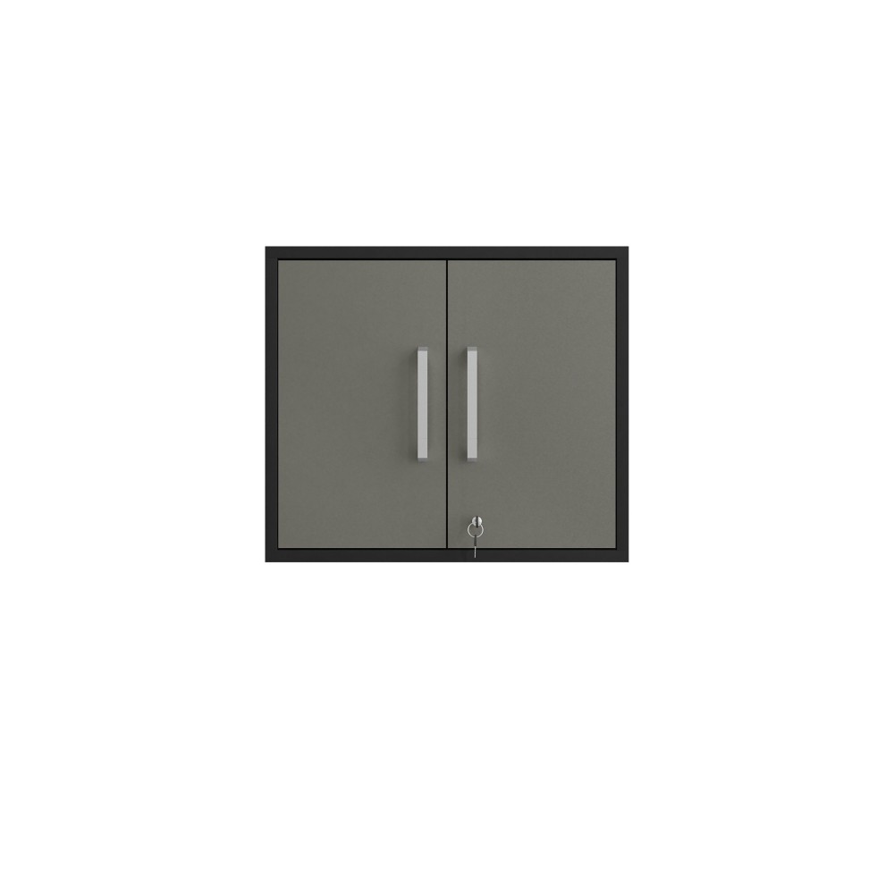Eiffel Floating Garage Storage Cabinet with Lock and Key in Grey Gloss