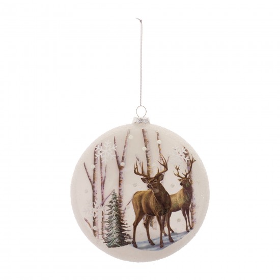 Deer Disc Ornament (Set Of 6) 6.75"H Glass