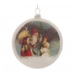 Santa Disc Ornament (Set Of 12) 4.75"H Glass