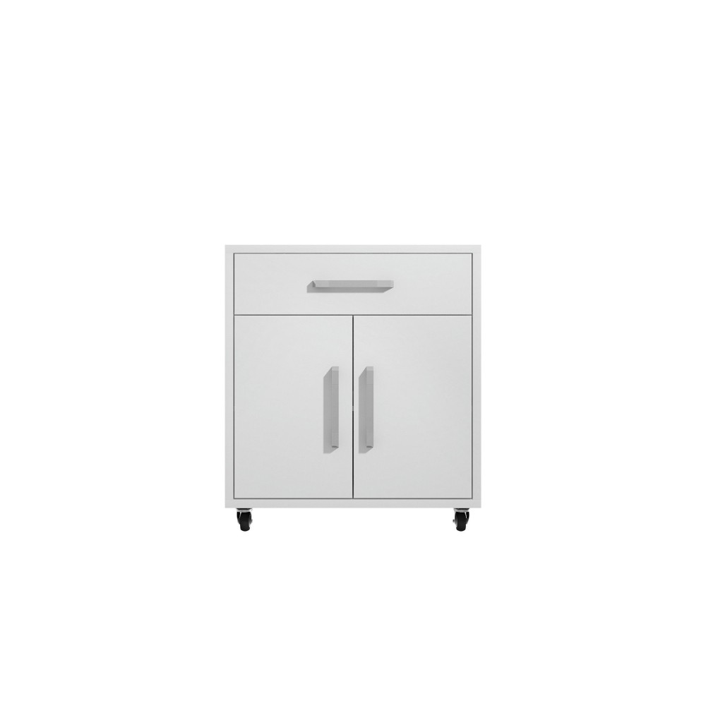 Eiffel 28.35" Mobile Garage Storage Cabinet with 1 Drawer in White Gloss