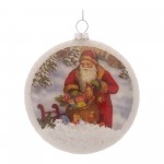 Santa Disc Ornament (Set Of 12) 4.75"H Glass