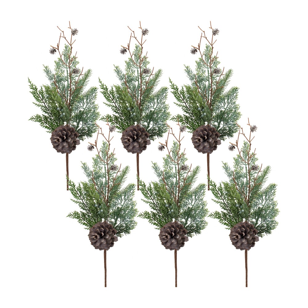 Juniper And Pine Spray (Set Of 6) 24.5"H Plastic