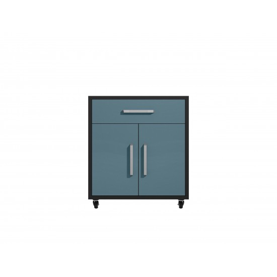 Eiffel 28.35" Mobile Garage Storage Cabinet with 1 Drawer in Blue Gloss