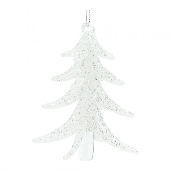 Tree Ornament (Set Of 6) 4"H, 6"H Glass, White