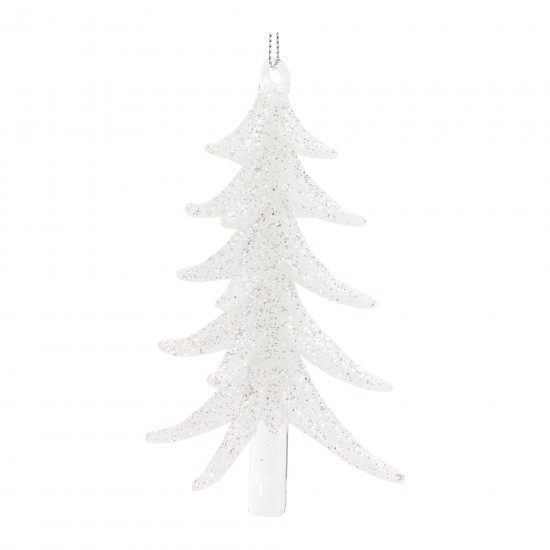 Tree Ornament (Set Of 6) 4"H, 6"H Glass, White