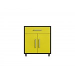 Eiffel 28.35" Mobile Garage Storage Cabinet with 1 Drawer in Yellow Gloss