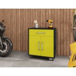 Eiffel 28.35" Mobile Garage Storage Cabinet with 1 Drawer in Yellow Gloss