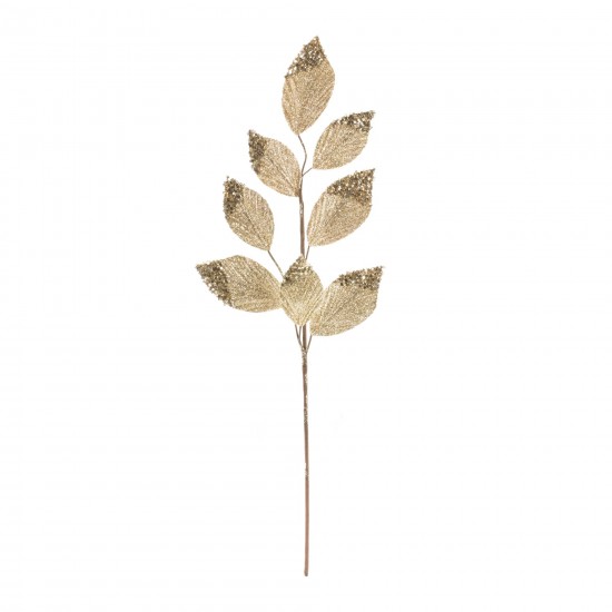 Leaf Spray (Set Of 6) 27"H Polyester, White, Gold