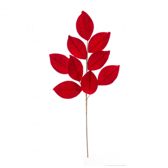 Magnolia Leaf Spray (Set Of 6) 27.5"H Polyester, Red, Brown