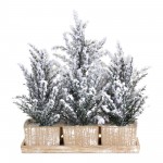 Potted Mini Snow Trees On Tray 17"L x 15.5"H Plastic/Paper