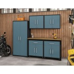 Eiffel 6-Piece Garage Storage Set in Matte Black and Aqua Blue