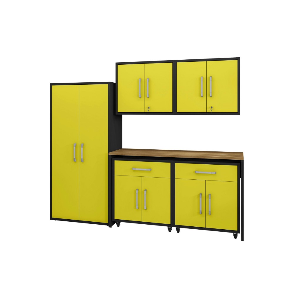 Eiffel 6-Piece Garage Storage Set in Matte Black and Yellow