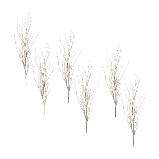 Glitter Branch (Set Of 6) 48"H Bamboo/Plastic, Silver