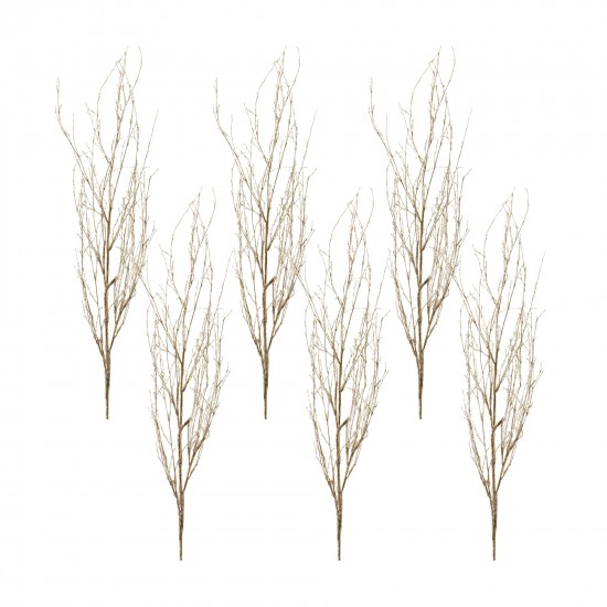 Glitter Branch (Set Of 6) 48"H Bamboo/Plastic, Silver, Gold
