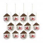 Cardinal Joy And Peace Ornament (Set Of 12) 4.5"H Clay