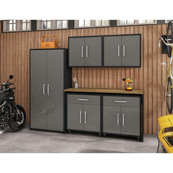 Eiffel 6-Piece Garage Storage Set in Matte Black and Grey