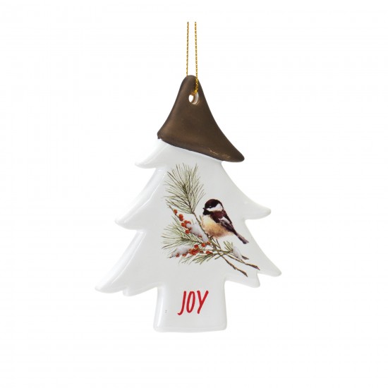 Chickadee Joy And Peace Tree Ornament (Set Of 12) 4.75"H Clay