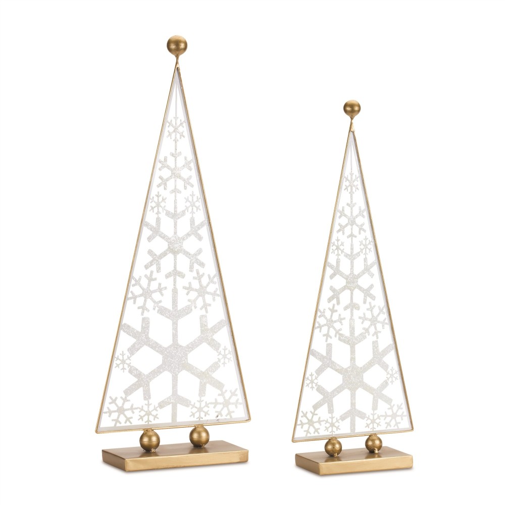 Snowflake Tree (Set Of 2) 24"H, 28"H Iron