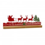 Santa Sleigh Christmas Countdown 23.5"L x 7.25"H Iron/Wood