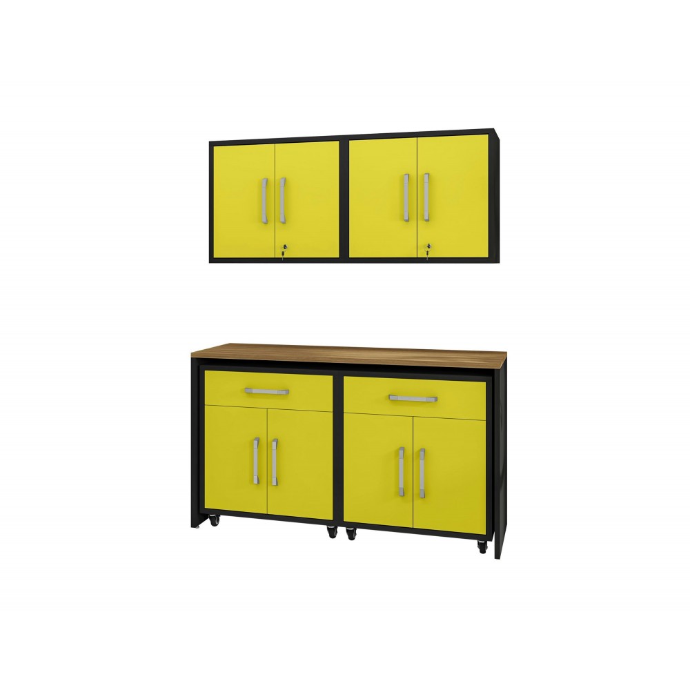 Eiffel 5-Piece Garage Storage Set in Matte Black and Yellow