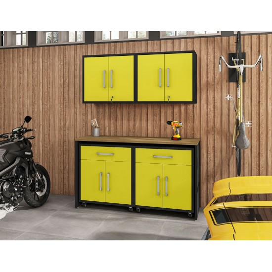 Eiffel 5-Piece Garage Storage Set in Matte Black and Yellow