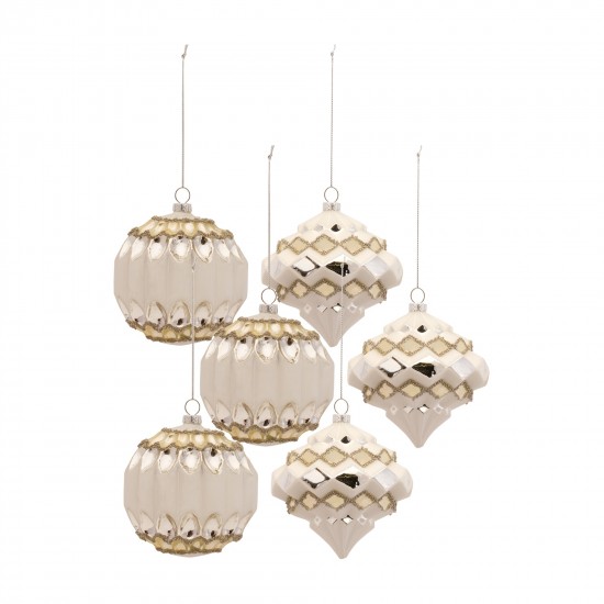 Ornament (Set Of 6) 4.5"H, 4.5"H Glass