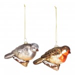 Bird Ornament (Set Of 12) 4.25"L x 3.25"H Glass