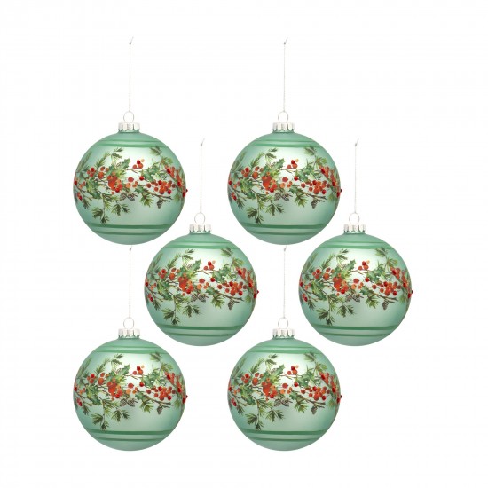 Ball Ornament (Set Of 6) 5"D Glass