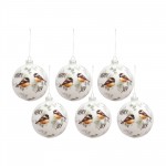 Chickadee Ball Ornament (Set Of 6) 5"D Glass