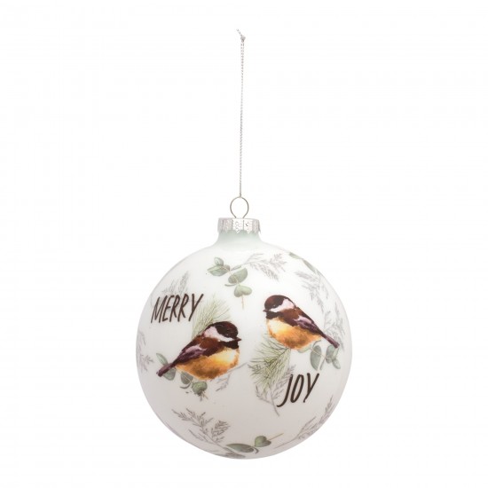 Chickadee Ball Ornament (Set Of 6) 5"D Glass