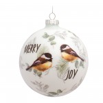 Chickadee Ball Ornament (Set Of 6) 5"D Glass