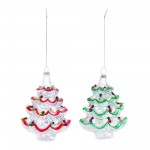 Tree W/Lights Ornament (Set Of 12) 5.25"H Glass