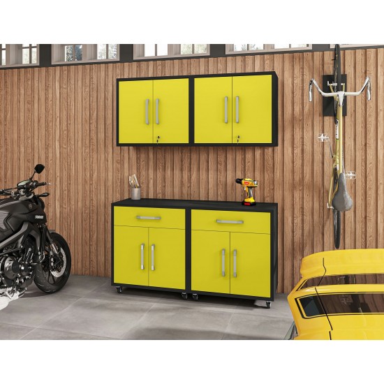Eiffel 4-Piece Garage Storage Set in Matte Black and Yellow