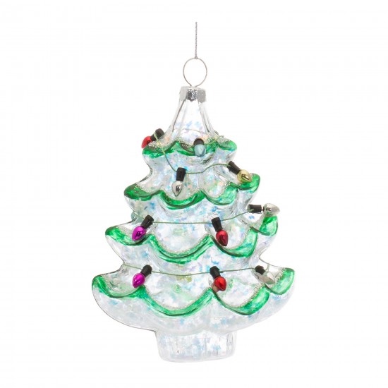 Tree W/Lights Ornament (Set Of 12) 5.25"H Glass