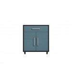 Eiffel Garage Work Station Set of 3 in Matte Black and Aqua Blue