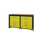 Eiffel Garage Work Station Set of 3 in Matte Black and Yellow