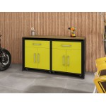 Eiffel Garage Work Station Set of 3 in Matte Black and Yellow