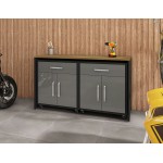 Eiffel Garage Work Station Set of 3 in Matte Black and Grey