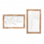 Pine Branch And Bird Frame (Set Of 2) 9"L x 14"H, 9.5"L x 15.75"H Resin/Wood