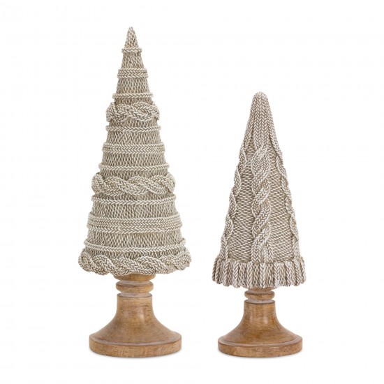 Tree (Set Of 2) 12.25"H, 18.25"H Resin, White, Brown