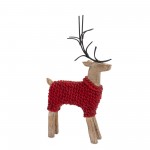 Deer W/Sweater (Set Of 2) 10.75"H, 12"H Resin/Metal, Red, Grey