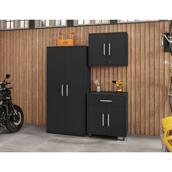 Eiffel 3-Piece Storage Garage Set in Matte Black